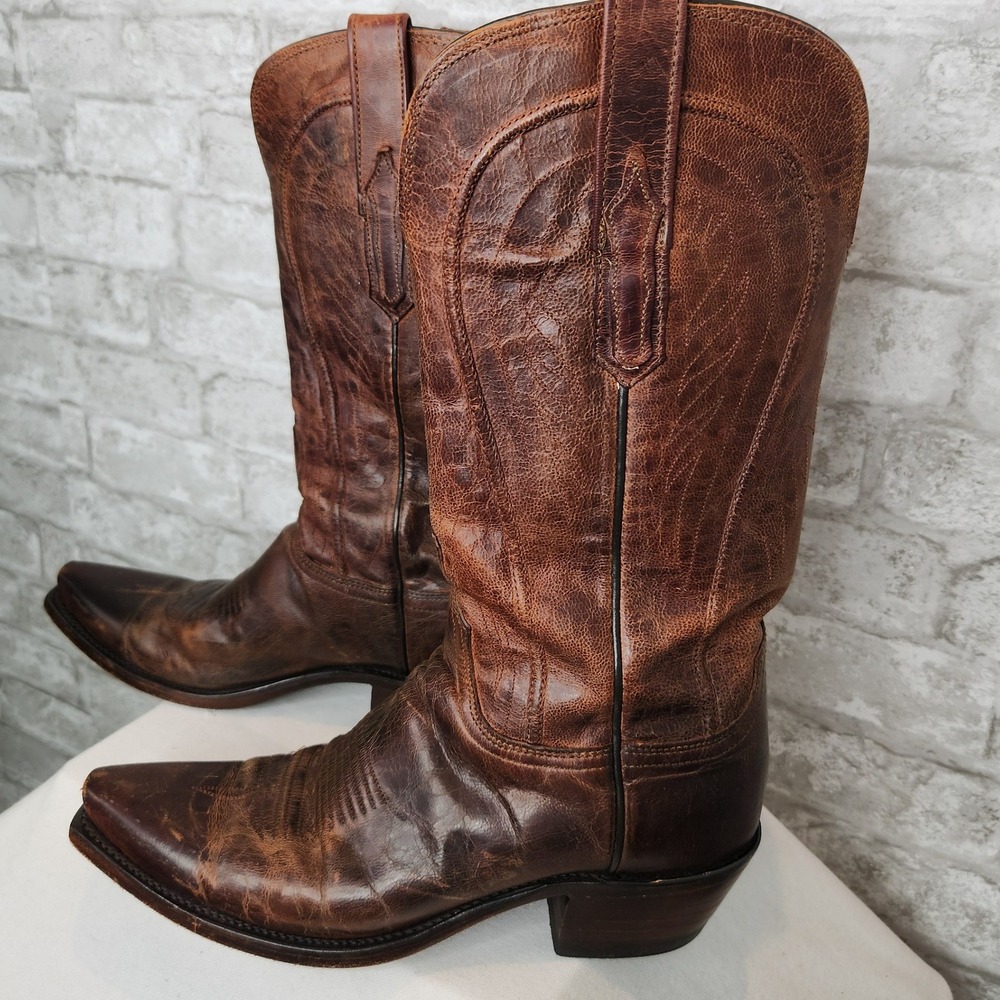 Lucchese 1883 Womens Brown Mad Dog Goat Leather Cowboy Boots Western Size 7 B